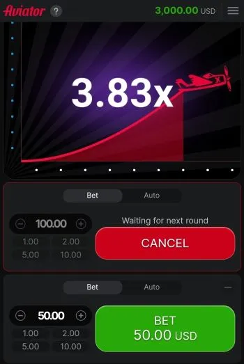 Aviator casino dashboard with player statistics and winning history